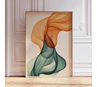 Large Sage Green Burnt Orange Modern Wall Art, Burnt Orange Prints, Abstract Wall Art, Living Room Decor 80x120cm Frameless