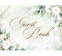 Large Sage Green Personalised Wedding Guest Book: Bohemian Green Eucalyptus Leaves and White Roses, 100 Pages, Soft Matte Cover, 8.25 x 6 inches