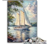 Large Saillboat on The River Jigsaw Puzzles for Adults 2000 Piece Puzzle, Brain Intelligence Challenge Addictive Toys for Home Decoration (70x100cm)