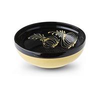 Large Salad Bowl with Garlic Grater. Handmade and Handpainted in Cordoba, Spain. (Black Bowl with a Gold Garlic. 3)