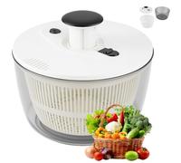 Large Salad Spinner, 5L One Hand Pump Vegetable Dryer with Quick Stop Brake, Detachable Design Fruit Washer Drain Basket, Compact Stackable Salad Dryer for Salad, Pasta, Quinoa Washing & Drying