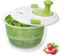 Large Salad Spinner with Easy Clean Design, BPA-Free Plastic, White and Green