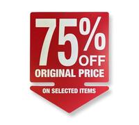 Large Sale Sign, 75 Off Original Price on Selected Items, Large Red and White Display Card