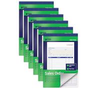 Large Sales Order Books, 6 Pack, 2-Part Carbonless (White/Canary Yellow), 5-7/16 x 8-7/16 inches, by Better Office Products, 50 Sets per Book, 300 Total Sets, 6 Books
