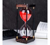 Large Sand Timer, Hourglass Timer 60 Minutes,Vintage Wooden Hour Glass Timer,Modern Home Kitchen Office Decoration (Red)