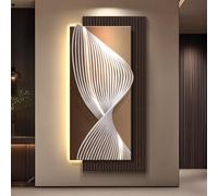 Large Sandstone Wall Art Decor, 3D Sandstone Wall Art with LED Light, Modern Minimalist Wall Decor Art for Hotel, Lobby, Living Room, Bedroom(Brown,60 * 120cm/23.6 * 47in)