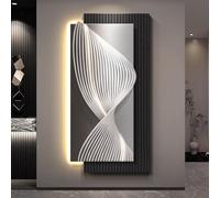 Large Sandstone Wall Art Decor, 3D Sandstone Wall Art with LED Light, Modern Minimalist Wall Decor Art for Hotel, Lobby, Living Room, Bedroom(White,60 * 120cm/23.6 * 47in)
