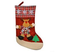 Large Santa Christmas Stocking 40cm Fabric Fireplace Decor(E-W105)
