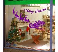 Large Santa Claus Christmas Deer Window Wall Art Decoration Sticker new - Inside Glass for Outside - White