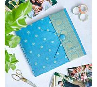 Large Sari Fabric Photo Album Paper High Blue One Size