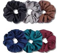 Large Satin Scrunchies for Thick Hair, Soft & Stretchable Hair Accessories, 6-Pack Multi-Colour