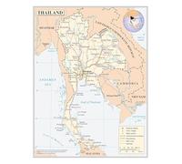 Large Scale Thailand Map Poster Cities Highways Railroads Air Travel Hubs