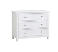 Large Scalloped 3 Drawer Chest Of Drawers - Staunton White Range Melody Maison White One Size