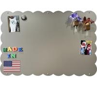 Large Scalloped Magnetic Board for Wall - Magnet Display Board - Magnetic Bulletin Board - Dry Erase Memo Board- Made in USA (Metallic Silver, 23.5" Wx34.5 L)