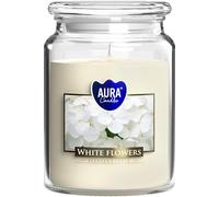 Large Scented Candle in a Jar with Lid - 100 Hours Burning - Diameter 9.9 cm x Height 14 cm - White Flowers