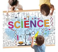 Large Science Classroom Decor - 29.5 x 71 Inch Giant Science Game Coloring Poster for Classroom Decoration, Welcome Back to School Multifunctional Poster Tablecloth for Party Decorations Supplies