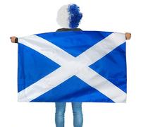 Large Scottish Flag and Blue/White Afro Wig Fancy Dress Costume - Scotland Supporters Dress Up Sports Rugby Burns Night - Pack of 1