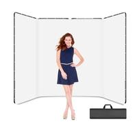 Large Screen Backdrop, Portable Photo Background Support System with Stand, Storage Bag, Wrinkle-Resistant Collapsible Panoramic Backdrop Frame for Live Streaming Stage Parties(White)