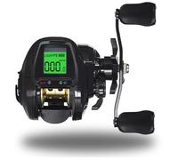 Large Screen Digital Fish Finder with Depth Positioning - Water Wheel Raft/Bridge/Boat/Ice/Lure Fishing Depth Finder Display (black,Right hand wheel)