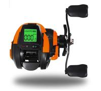 Large Screen Digital Fish Finder with Depth Positioning - Water Wheel Raft/Bridge/Boat/Ice/Lure Fishing Depth Finder Display (orange,Right hand wheel)