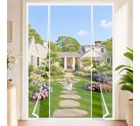 Large Screen Door for Patio 350x210cm Foldable Design for Easy Storage During the Off-Season Wide Patio and Bifold Doors in Family Homes White