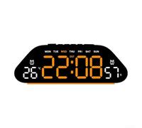 Large Screen Silent LED Alarm Clock Showing Time Temp Humidity, Wall-Mounted Digital Clock with 3-Level Brightness and Countdown Function for Living Room Office(Black Orange)