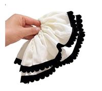 Large Scrunchie 2pcs Large Mesh Lace Double Layered Pleated Band Elegant Ponytail Scrunchie Fashionable Accessory For Women(White)