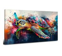 Large Sea Turtle Wall Art Bathroom Pictures for Living Room Nautical Bathroom Decor Abstract Marine Ocean Animal Canvas Prints Painting Navy Blue Sea Life Turtle Poster Home Decorations 100x50CM