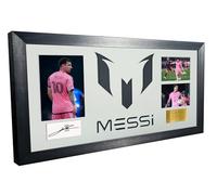 Large Season 2024/25 Lionel Messi Celebration With Precision Cut Logo Inter Miami CF Signed Autographed Signed Signature Photograph Picture Frame Football Soccer Poster Gift White Mount