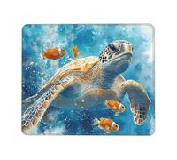 Large Seaturtle Gaming Mouse Pad for Keyboard & Mouse Desk Mat, Waterproof Protection, Rubber Non-Slip Base, Detailed Sewn Border, 9.5 x 7.9 in, Smooth Control