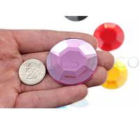 Large Self Adhesive Acrylic Cosplay Gem Flat Back Plastic Stick On Rhinestone for Cosplay Costumes, Scrapbooking, Props, Crafts Embelishments Sticker 1PC (45mm Pink H112)