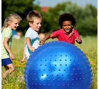 Large Sensory Massage Ball for Kids, 33.5" 85cm Bouncy Exercise Ball, Big Inflatable Ball with Tactile Stimulation Spikes, Outdoor Yoga Ball, Large Beach Ball (33.5" 85CM, 1 set macaron blue ball)