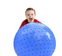 Large Sensory Massage Ball for Kids, 33.5" 85cm Bouncy Exercise Inflatable With Tactile Stimulation Spikes, Outdoor Yoga, Large Beach (2 Sets Macaron Blue)