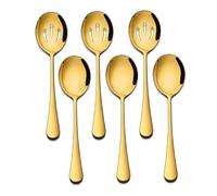 Large Serving Spoons Gold Slotted Serving Spoons Stainless Steel Utensils 6PCS Rice Spoon