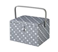 Large Sewing Basket Grey Spot 23.5 X 31 X 20.5Cm - Sewing Online Ga1129L