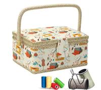 Large Sewing Basket - Storage Organizer, Thread Needles Scissors with Removable Tray for Quilting Crochet Craft Supplies Home Office Travel Kit for Women Adults Beginners Hobbyists Practical Use