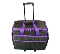 Large Sewing Machine Trolley Bag on Wheels | Black with Purple Trim | 53 x 41 x 29cm | Sewing Machine Storage for Janome, Brother, Singer, Bernina and Most Machines