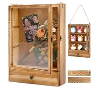 Large Shadow Box Frame 11x16 , 3.5” Deep Shadow Box with Drawers and Removable Shelves, Rustic Wood Picture Display Frame Memory Box for Tickets Wedding Bouquet for Wall or Tabletop