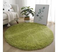 Large Shaggy Area Rug with 4cm High Velvet Pile Anti-Slip Backing Super Soft Carpet for Living Room Bedroom Nursery and Kids Room, Round Tie-Dye Design(60CM Dark Green)