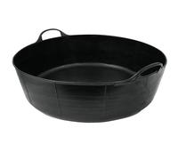 Large Shallow Flexible Tub 2-Handled Flexible Storage Feeding Bucket 35L For Home, Garden, Equestrian Stable and Workplace Flexible Bulk Container (Black)