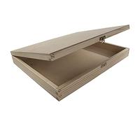 Large Shallow Wooden Box with Lid and Clasp | 36 x 30 x 5 cm | A4 Storage for Documents and Valuables | Unpainted and Untreated Pine for Craft Decoupage