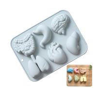 Large Shape Silicone Molds Organ - Heart Brain Liver Intestinal Liver Stomach Candy Mold | 6 Cavity Chocolate Fondant Mold