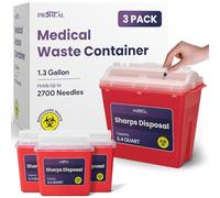 Large Sharps Containers for Home Use, 3 Pack - 5.4 Quart Needle Disposal Container for Diabetes Needles, Syringes, and Blades - Large Bin for Biohazard Medical Waste
