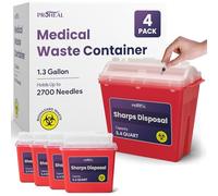 Large Sharps Containers for Home Use, 4 Pack - 5.4 Quart Needle Disposal Container for Diabetes Needles, Syringes, and Blades - Large Bin for Biohazard Medical Waste