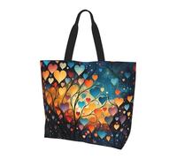 Large Shopping Bag Love Under The Night Beach Tote Bags Lightweight Shoulder Bags For School, Swim, Travel, 40X50X15Cm
