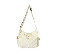 Large Shoulder Bag School Canvas Messenger Bag Large Shoulder Crossbody Bag With Multiple Pockets Canvas Shoulder Tote Bag For Teen Girls Women Business Satchel for Men (White, One Size)