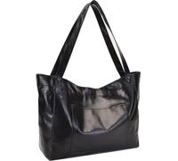 Large Shoulder Oversize Tote Bags Oil Wax Leather Handbags for Women Vintage Laptop Briefcase Travel Weekender Bags(Black)