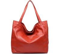 Large Shoulder Oversize Tote Bags Oil Wax Leather Handbags for Women Vintage Laptop Briefcase Travel Weekender Bags(Orange Red)