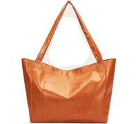 Large Shoulder Oversize Tote Bags Oil Wax Leather Handbags for Women Vintage Laptop Briefcase Travel Weekender Bags(Gold Brown)