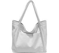 Large Shoulder Oversize Tote Bags Oil Wax Leather Handbags for Women Vintage Laptop Briefcase Travel Weekender Bags(White)